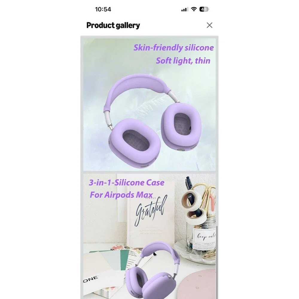 [4 in 1] Flower Engraved Silicone Case Cover for Airpods Max USB Lavender